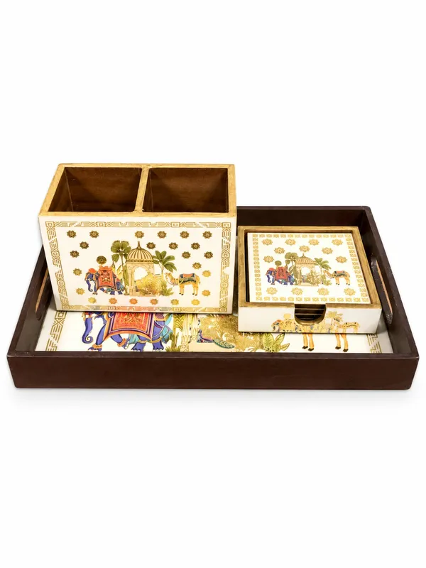 Printed_Wooden_Serving_Tray_Gift_Set_with_Coasters_&_2-Compartment_Holder_|_Premium_Decorative_Table_Organizer_&_Home_Décor_Gifting_Combo