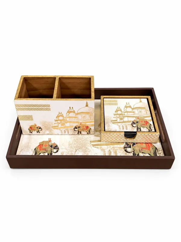 Printed_Wooden_Serving_Tray_Gift_Set_with_Coasters_&_2-Compartment_Holder_|_Premium_Decorative_Table_Organizer_&_Home_Décor_Gifting_Combo