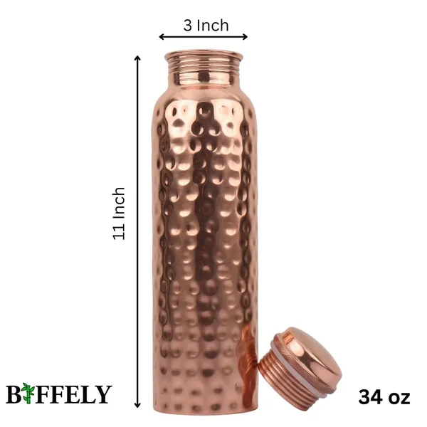 Pure_Copper_Hammered_Water_Bottle_(500_ml)_with_2_Glass_Set_|_Leakproof_&_Jointless_|_Ayurvedic_Health_Benefits_|_Gift_Set_for_Home,_Office_&_Travel