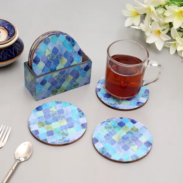 Round_Set_Of_6_Enamel_Coated_Wooden_Coasters_With_Stand_For_Home_And_Dining_Table_,_Stylish_Coasters_For_Tea_Coffee_And_Bar_(_(10X10)Cm_)