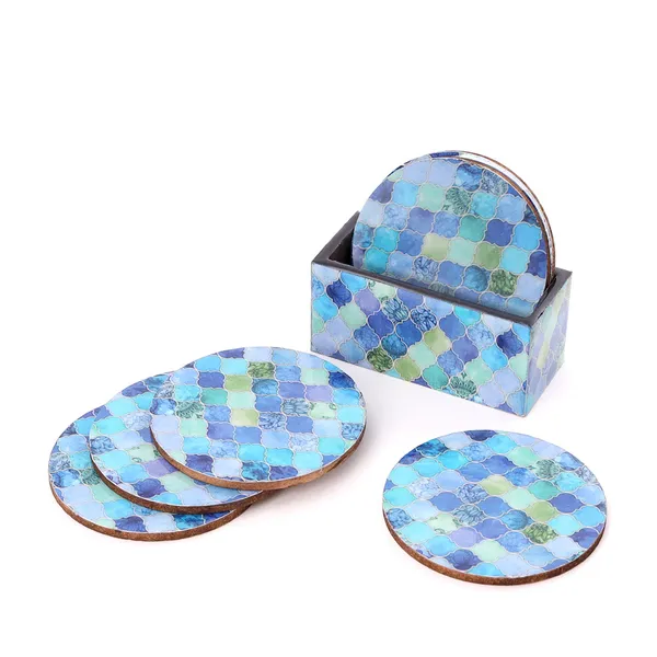 Round_Set_Of_6_Enamel_Coated_Wooden_Coasters_With_Stand_For_Home_And_Dining_Table_,_Stylish_Coasters_For_Tea_Coffee_And_Bar_(_(10X10)Cm_)
