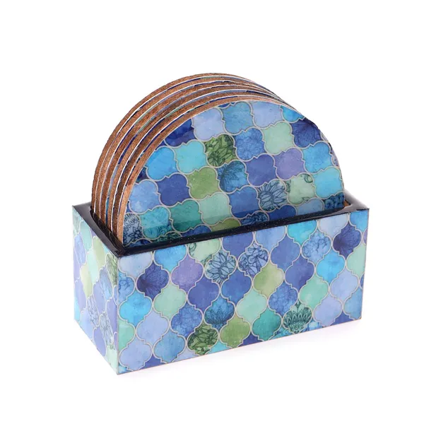 Round_Set_Of_6_Enamel_Coated_Wooden_Coasters_With_Stand_For_Home_And_Dining_Table_,_Stylish_Coasters_For_Tea_Coffee_And_Bar_(_(10X10)Cm_)