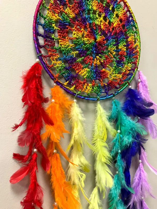 Rainbow_Crochet_Dream_Catcher_Wall_Hanging_with_Multi-Color_Feathers_&_Beads_for_Kids_Room,_Bedroom_&_Balcony_Decor_(30x8.5_Inches)