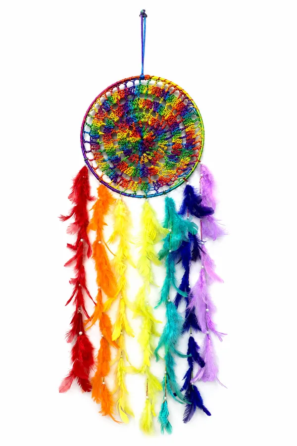 Rainbow_Crochet_Dream_Catcher_Wall_Hanging_with_Multi-Color_Feathers_&_Beads_for_Kids_Room,_Bedroom_&_Balcony_Decor_(30x8.5_Inches)