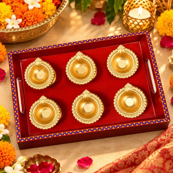 Rustic_Wooden_Decorative_Tray_with_6_Golden_Metal_Diyas_|_Festive_Diwali_Pooja_&_Home_Décor_Set