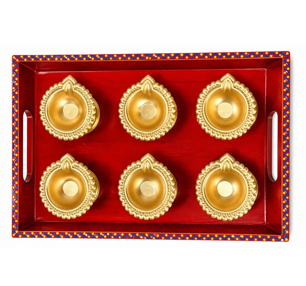 Rustic_Wooden_Decorative_Tray_with_6_Golden_Metal_Diyas_|_Festive_Diwali_Pooja_&_Home_Décor_Set