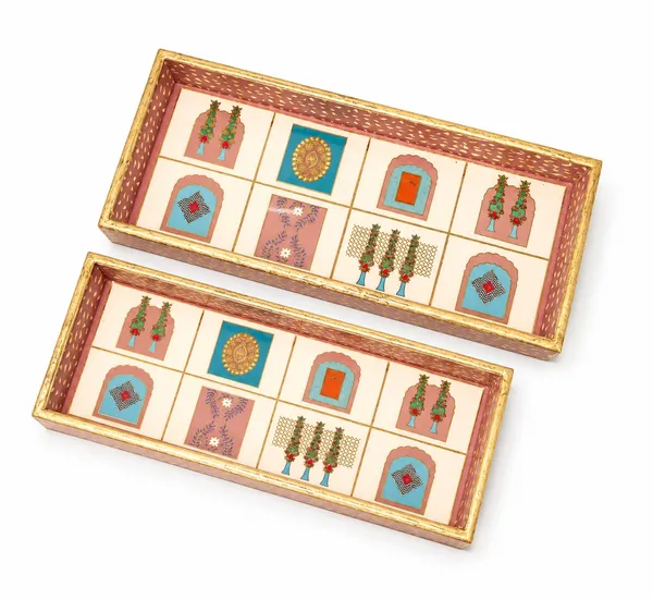 Set_Of_2_MDF_Wooden_Enamel_Coated_Serving_Tray_12x5_Inch_And_11x4_Inch_Rectangular_Royal_Heritage_Design_Tray