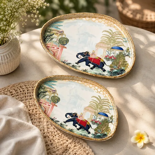 Set_of_2_Blue_Royal_Elephant_Design_Wooden_Serving_Trays_|_High-Gloss_Enamel_Coated_for_Home,_Dining_Table_Decor_&_Diwali_Gifting_Tray_Set_(11x7_&_10x6)