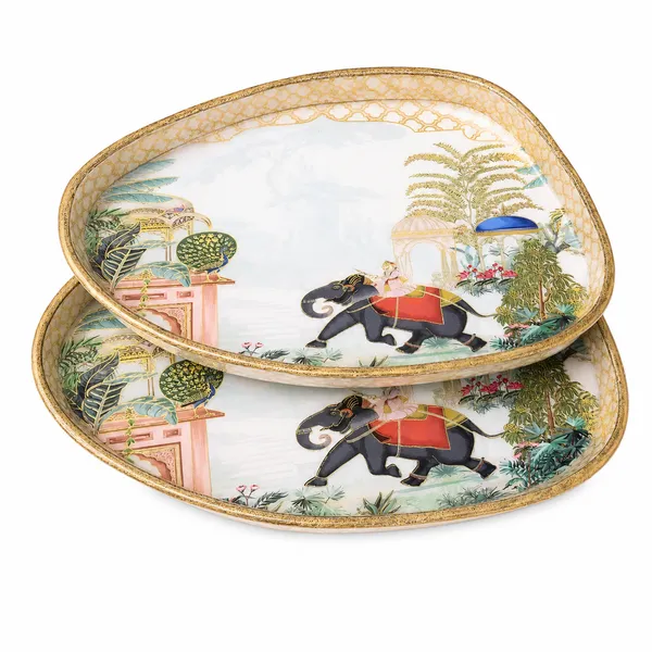 Set_of_2_Blue_Royal_Elephant_Design_Wooden_Serving_Trays_|_High-Gloss_Enamel_Coated_for_Home,_Dining_Table_Decor_&_Diwali_Gifting_Tray_Set_(11x7_&_10x6)