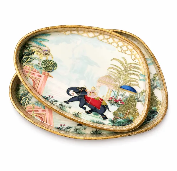 Set_of_2_Blue_Royal_Elephant_Design_Wooden_Serving_Trays_|_High-Gloss_Enamel_Coated_for_Home,_Dining_Table_Decor_&_Diwali_Gifting_Tray_Set_(11x7_&_10x6)