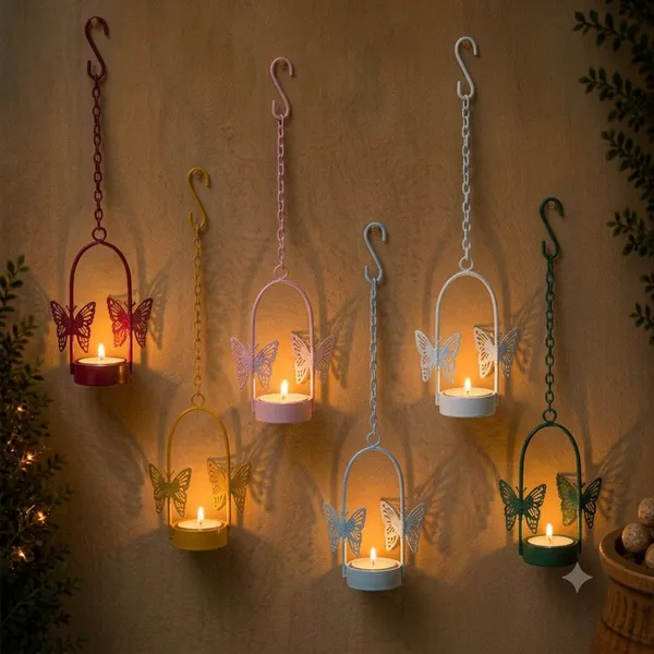 Set_of_6_Multicolor_Butterfly_Hanging_Diya_&_Candle_Holders_–_Powder-Coated_Metal_Lanterns_for_Balcony,_Living_Room_&_Diwali_Decor