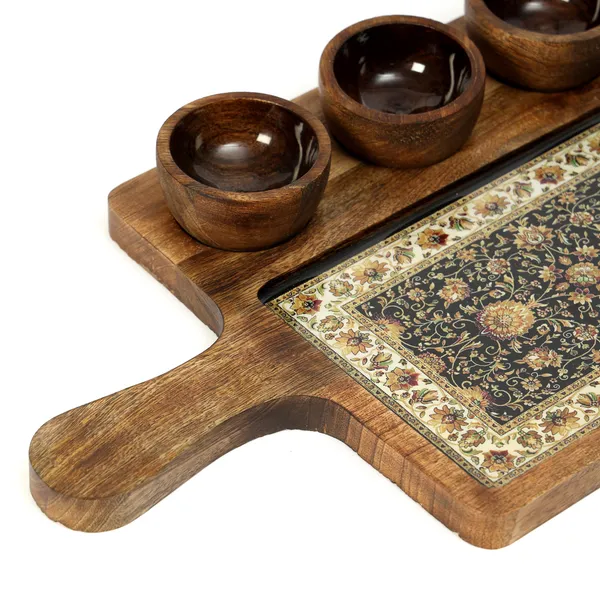 Brown_Wooden_Enamel_Coated_Rectangle_Serving_Platter_With3_Bowls_In_Mangowood_,_Snacks_Platter_For_Home_&_Dining_Table_,_Chip_N_Dip_Platter_With_Handle_,_Serving_Tray_(_(25X25||3X3)Cm_)_(Set_Of_4)