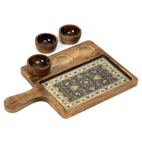 Brown_Wooden_Enamel_Coated_Rectangle_Serving_Platter_With3_Bowls_In_Mangowood_,_Snacks_Platter_For_Home_&_Dining_Table_,_Chip_N_Dip_Platter_With_Handle_,_Serving_Tray_(_(25X25||3X3)Cm_)_(Set_Of_4)