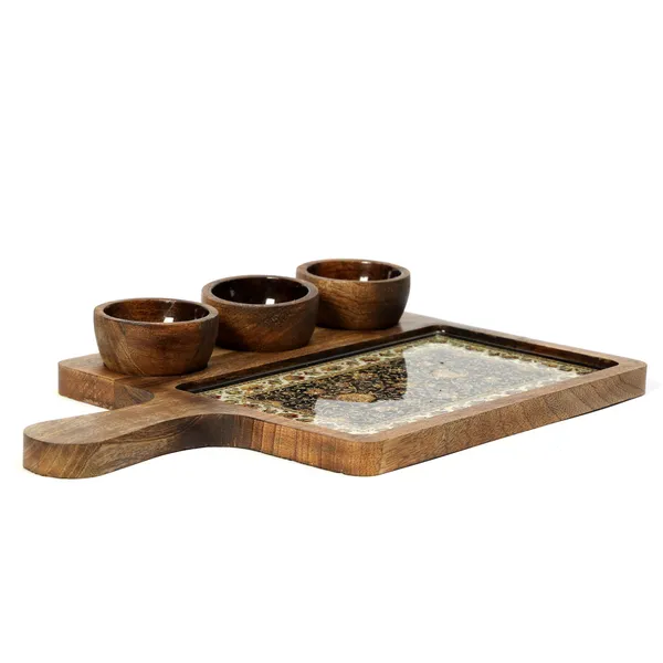Brown_Wooden_Enamel_Coated_Rectangle_Serving_Platter_With3_Bowls_In_Mangowood_,_Snacks_Platter_For_Home_&_Dining_Table_,_Chip_N_Dip_Platter_With_Handle_,_Serving_Tray_(_(25X25||3X3)Cm_)_(Set_Of_4)