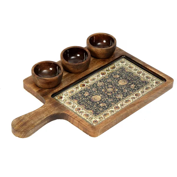 Brown_Wooden_Enamel_Coated_Rectangle_Serving_Platter_With3_Bowls_In_Mangowood_,_Snacks_Platter_For_Home_&_Dining_Table_,_Chip_N_Dip_Platter_With_Handle_,_Serving_Tray_(_(25X25||3X3)Cm_)_(Set_Of_4)
