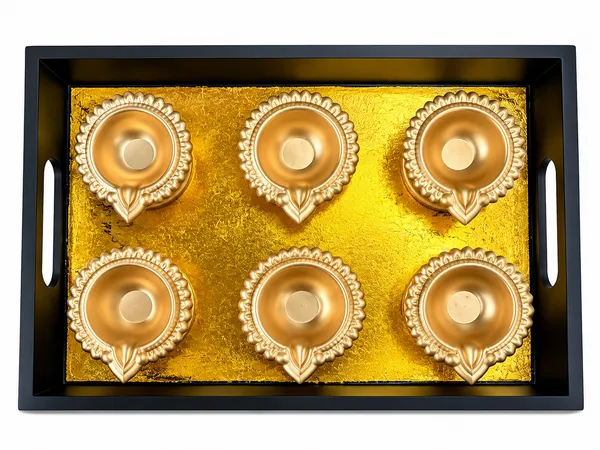 Stylsih_Wooden_Decorative_Tray_with_6_Golden_Metal_Diyas_|_Festive_Diwali_Pooja_&_Home_Décor_Set