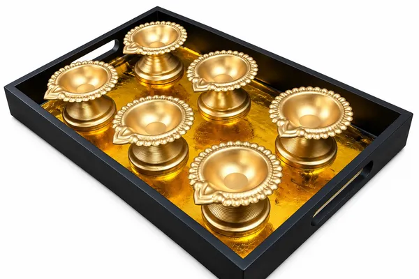 Stylsih_Wooden_Decorative_Tray_with_6_Golden_Metal_Diyas_|_Festive_Diwali_Pooja_&_Home_Décor_Set