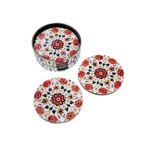 Round_Set_Of_6_Enamel_Coated_Wooden_Coasters_With_Stand_For_Home_And_Dining_Table_,_Stylish_Coasters_For_Tea_Coffee_And_Bar_(_(10X10)Cm_)