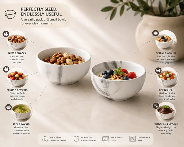 White_Marble_Finish_Ceramic_Bowls_-_Pack_of_2_Small_Bowls_for_Snacks,_Desserts,_Cereal,_and_Dips_200ml