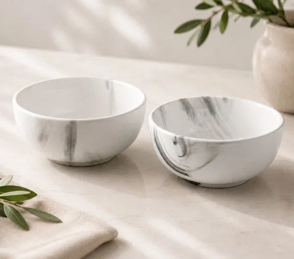 White_Marble_Finish_Ceramic_Bowls_-_Pack_of_2_Small_Bowls_for_Snacks,_Desserts,_Cereal,_and_Dips_200ml