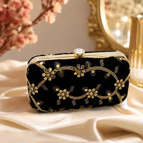 Women's_Black_Embroidered_Box_Clutch_|_Party_Wear_Evening_Handbag_|_Wedding,_Festive_&_Bridal_Designer_Clutch_Purse