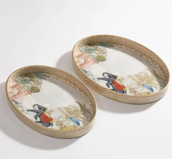 Wooden_Enamel_Coated_Oval_Set_of_2_Trays_|_Serving_Tray_for_Home_&_Dining_Table_|_Printed_Multipurpose_Trays__(10x6_,_11x8_Inches)