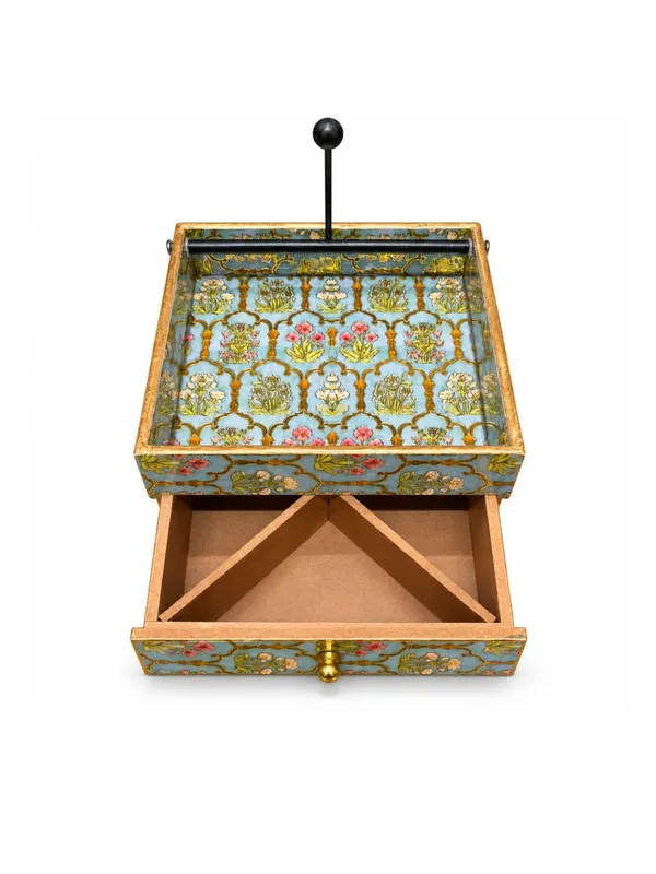 Wooden_Napkin_Holder_with_3-Section_Organizer_Drawer_|_Enamel_Coated_Floral_Design_Tissue_Paper_Holder_&_Table_Organizer_for_Dining_Table_Decor