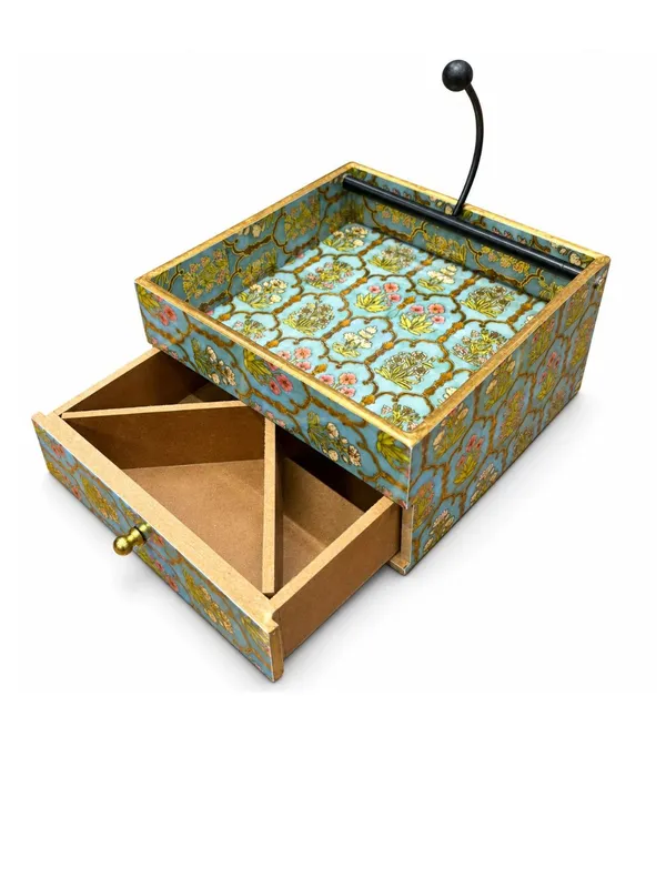 Wooden_Napkin_Holder_with_3-Section_Organizer_Drawer_|_Enamel_Coated_Floral_Design_Tissue_Paper_Holder_&_Table_Organizer_for_Dining_Table_Decor