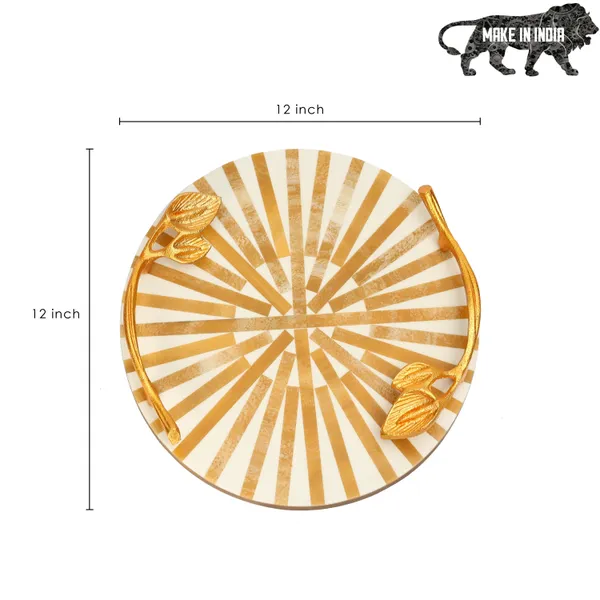 Bown_&_White_Wooden_Resin_Round_Serving_Platter_With_Inlay_Work_In_Resin_And_Wood_,_Snacks_And_Cheese_Platter_For_Home_&_Dining_Table_,_Multipurpose_Tray_With_Handles_(_(30X30)Cm_)