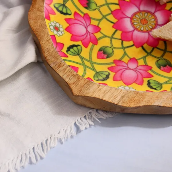Yellow_&_Pink_Floral_Wooden_Enamel_Coated_Round_Serving_Platter_In_Mangowood_,_Snacks_Platter_For_Home_&_Dining_Table_,_Multipurpose_Tray_,_Serving_Tray_(_(23x23)Cm_)