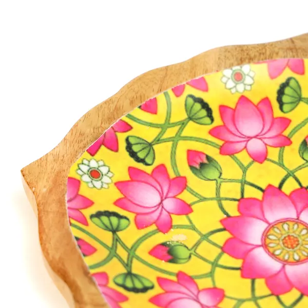 Yellow_&_Pink_Floral_Wooden_Enamel_Coated_Round_Serving_Platter_In_Mangowood_,_Snacks_Platter_For_Home_&_Dining_Table_,_Multipurpose_Tray_,_Serving_Tray_(_(23x23)Cm_)