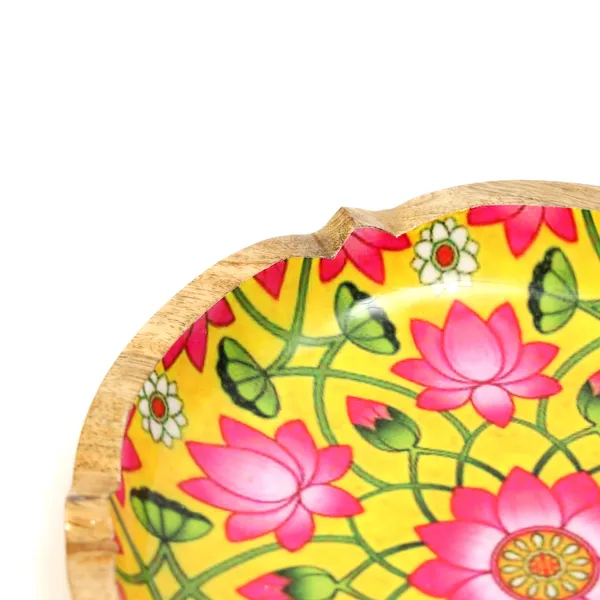 Yellow_&_Pink_Floral_Wooden_Enamel_Coated_Round_Serving_Platter_In_Mangowood_,_Snacks_Platter_For_Home_&_Dining_Table_,_Multipurpose_Tray_,_Serving_Tray_(_(28x28)Cm_)