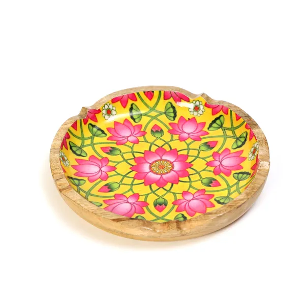 Yellow_&_Pink_Floral_Wooden_Enamel_Coated_Round_Serving_Platter_In_Mangowood_,_Snacks_Platter_For_Home_&_Dining_Table_,_Multipurpose_Tray_,_Serving_Tray_(_(28x28)Cm_)