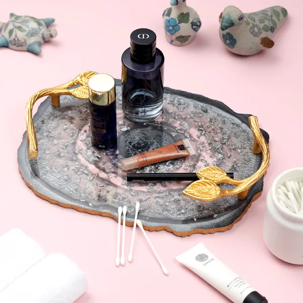 Grey_&_Gold_Resin_Oval_Serving_Platter_In_Resin_,_Snacks_And_Cheese_Platter_For_Home_&_Dining_Table_,_Multipurpose_Tray_With_Handles_(_(30X23)Cm_)
