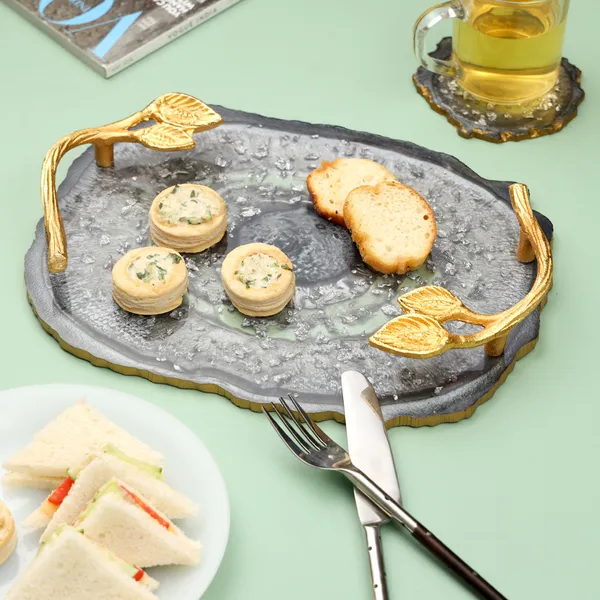 Grey_&_Gold_Resin_Oval_Serving_Platter_In_Resin_,_Snacks_And_Cheese_Platter_For_Home_&_Dining_Table_,_Multipurpose_Tray_With_Handles_(_(30X23)Cm_)