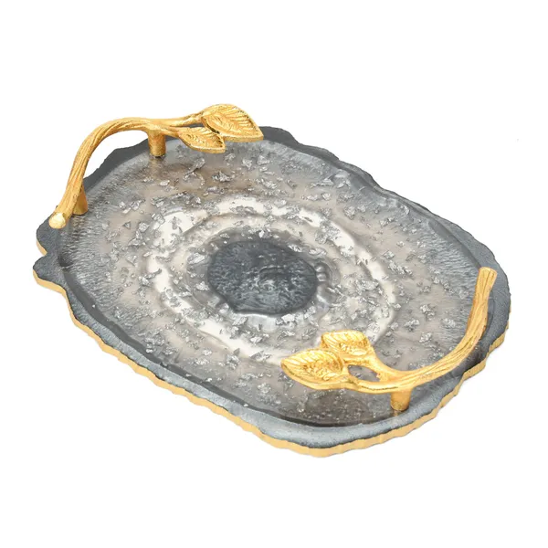 Grey_&_Gold_Resin_Oval_Serving_Platter_In_Resin_,_Snacks_And_Cheese_Platter_For_Home_&_Dining_Table_,_Multipurpose_Tray_With_Handles_(_(30X23)Cm_)