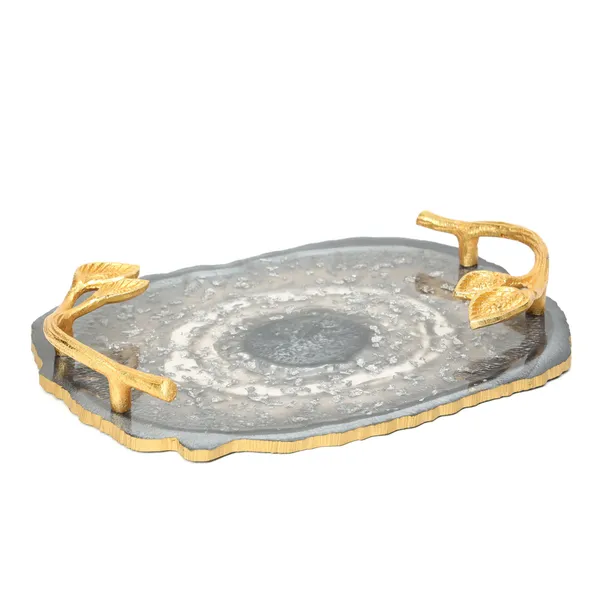 Grey_&_Gold_Resin_Oval_Serving_Platter_In_Resin_,_Snacks_And_Cheese_Platter_For_Home_&_Dining_Table_,_Multipurpose_Tray_With_Handles_(_(30X23)Cm_)