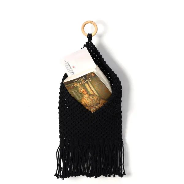 Handcrafted_Black_Macrame_Magazine_&_Newspaper_Holder_Boho_Cotton_Rope_Wall_Hanging_Mail_Organizer_with_Wooden_Ring_for_Home_and_Office_Decor
