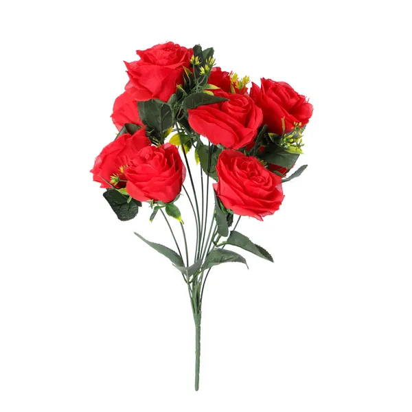 Artificial_Red_Rose_Flower_Bunch_With_12_Leaves_Decorative_Floral_Arrangement_For_Home_Living_Room_Table_Centerpiece_Wedding_Decoration_Gift_Item_Pack_of_1__(Vase_Not_Included)