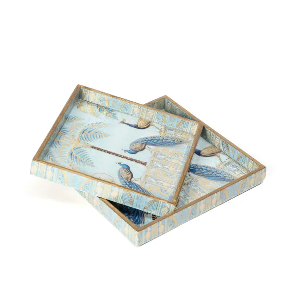 Wooden_Enamel_Coated_Square_Set_of_2_Trays_|_Serving_Tray_for_Home_&_Dining_Table_|_Printed_Multipurpose_Trays__(8x8_,_9x9_Inches)