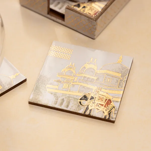 Set_of_4_Enamel_Coated_Wooden_Coasters_with_Stand_for_Home_and_Dining_Table_|_Stylish_Coasters_for_Tea_Coffee_and_Bar