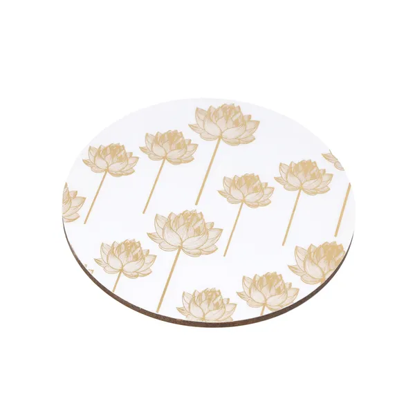 White_&_Gold_Wooden_Set_Of_2_Enamel_Coated_Round_Wooden_Trivets_For_Home_,_Waterproof_Printed_Big_Coasters_For_Table_(_(20X20)Cm_)_(Set_Of_2)