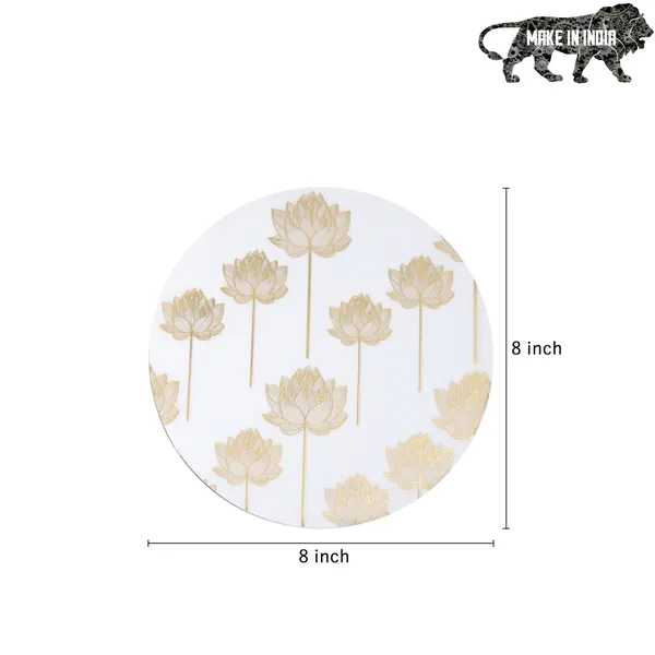 White_&_Gold_Wooden_Set_Of_2_Enamel_Coated_Round_Wooden_Trivets_For_Home_,_Waterproof_Printed_Big_Coasters_For_Table_(_(20X20)Cm_)_(Set_Of_2)