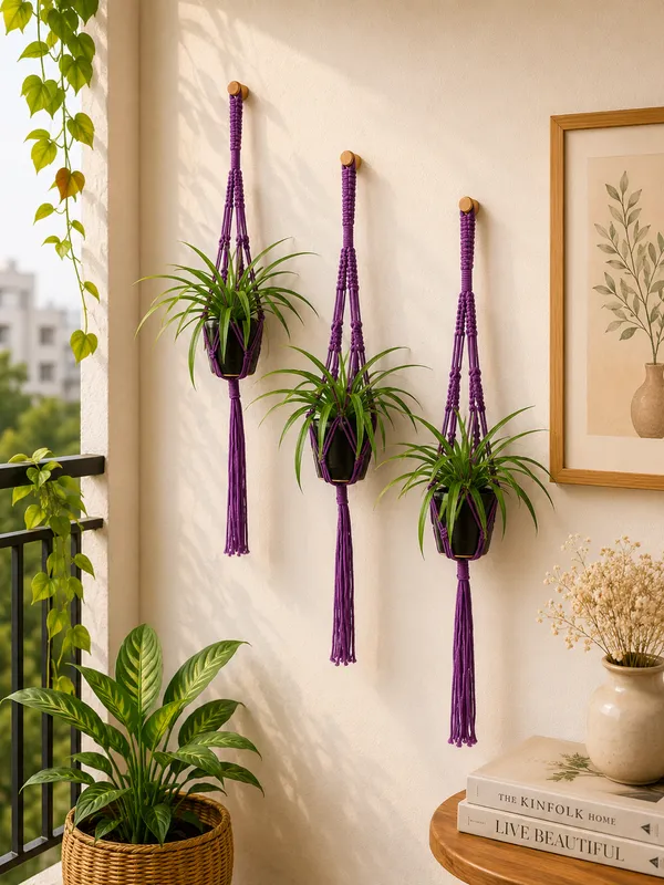 Handcrafted_Pack_of_3_Macrame_Plant_Hanger_Purple_Cotton_Rope_Double_Hanging_Planter_for_Indoor_Wall_Decor_&_Space_Saving_Vertical_Gardening