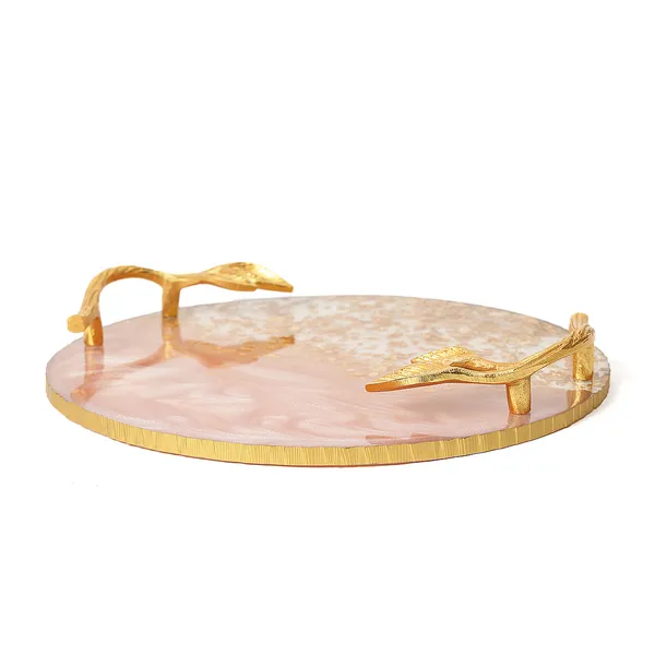 Pink_Resin_Round_Serving_Platter_In_Resin_,_Snacks_And_Cheese_Platter_For_Home_&_Dining_Table_,_Multipurpose_Tray_With_Handles_(_(31X31)Cm_)