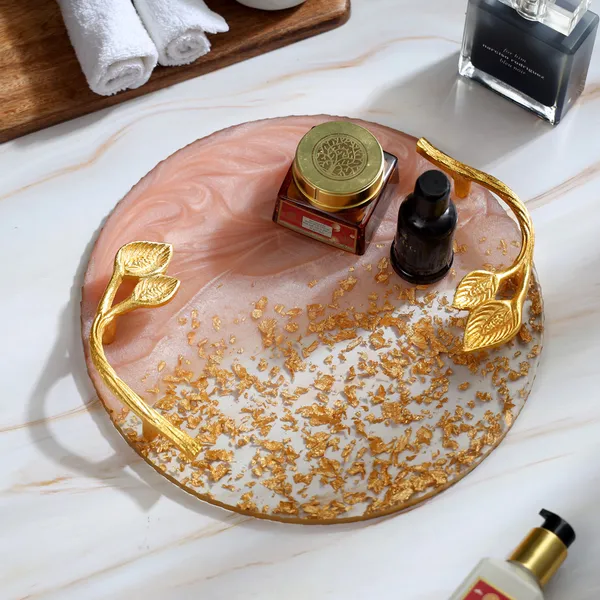 Pink_Resin_Round_Serving_Platter_In_Resin_,_Snacks_And_Cheese_Platter_For_Home_&_Dining_Table_,_Multipurpose_Tray_With_Handles_(_(31X31)Cm_)