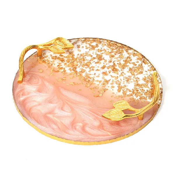 Pink_Resin_Round_Serving_Platter_In_Resin_,_Snacks_And_Cheese_Platter_For_Home_&_Dining_Table_,_Multipurpose_Tray_With_Handles_(_(31X31)Cm_)