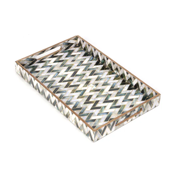 White_&_Silver_Wooden_Waterproof_Wooden_Enamel_Coated_Rectangular_Serving_Trending_Tray_With_Handles_For_Home_&_Dining_Table_,_Multipurpose_Tray_,_Serving_Tray_(_(36X23X4)Cm_)