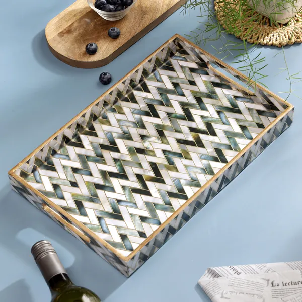 White_&_Silver_Wooden_Waterproof_Wooden_Enamel_Coated_Rectangular_Serving_Trending_Tray_With_Handles_For_Home_&_Dining_Table_,_Multipurpose_Tray_,_Serving_Tray_(_(36X23X4)Cm_)