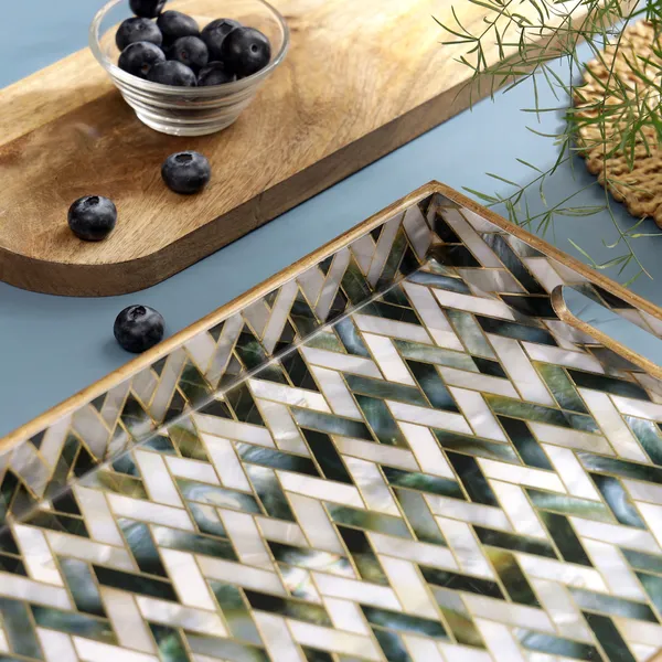 White_&_Silver_Wooden_Waterproof_Wooden_Enamel_Coated_Rectangular_Serving_Trending_Tray_With_Handles_For_Home_&_Dining_Table_,_Multipurpose_Tray_,_Serving_Tray_(_(36X23X4)Cm_)